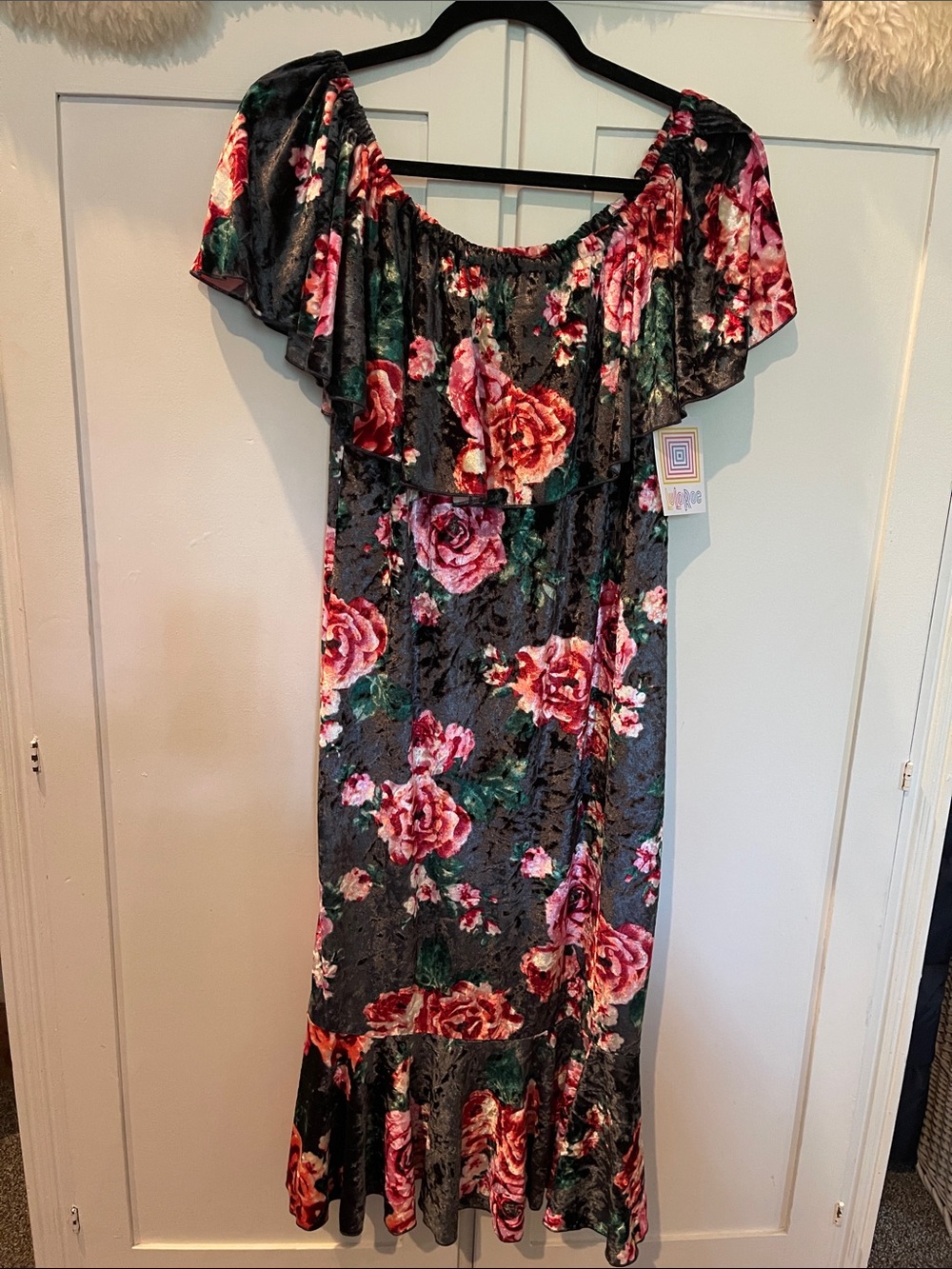 NWT LuLaRoe Velvet Maxi floral Dress  Can be worn off shoulder